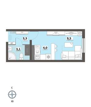 Студия квартира, сданный дом, 21м2, 6/25 этаж