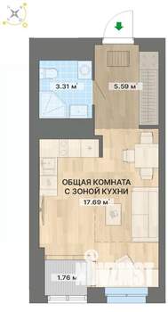 Студия квартира, строящийся дом, 28м2, 22/26 этаж