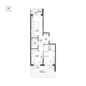 2-к квартира, строящийся дом, 63м2, 3/25 этаж