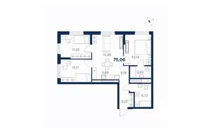 3-к квартира, вторичка, 75м2, 26/28 этаж