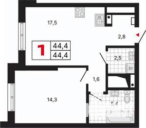1-к квартира, вторичка, 45м2, 21/29 этаж