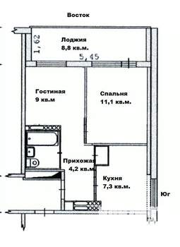 2-к квартира, вторичка, 35м2, 11/12 этаж