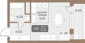 Студия квартира, вторичка, 30м2, 18/24 этаж