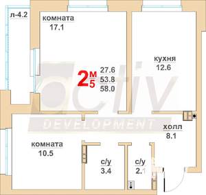 2-к квартира, вторичка, 58м2, 5/16 этаж