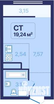 Студия квартира, вторичка, 19м2, 22/27 этаж