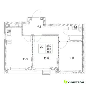 2-к квартира, вторичка, 52м2, 26/31 этаж