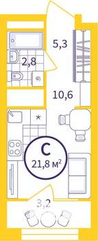 Студия квартира, вторичка, 20м2, 21/24 этаж