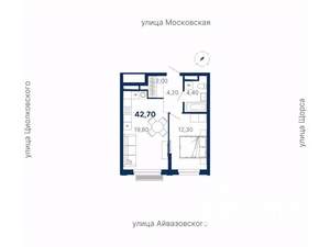 1-к квартира, вторичка, 42м2, 21/30 этаж