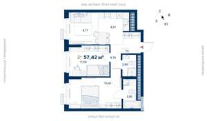 2-к квартира, вторичка, 57м2, 3/31 этаж