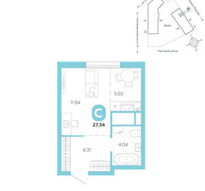 Студия квартира, вторичка, 27м2, 3/24 этаж