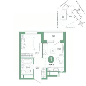 1-к квартира, вторичка, 35м2, 21/24 этаж