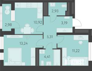 2-к квартира, вторичка, 53м2, 5/16 этаж