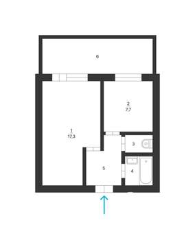 1-к квартира, вторичка, 34м2, 2/7 этаж