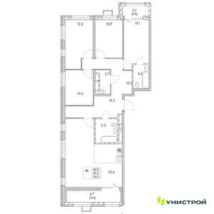 4-к квартира, вторичка, 116м2, 26/31 этаж