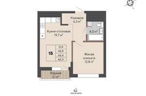 1-к квартира, вторичка, 44м2, 21/31 этаж