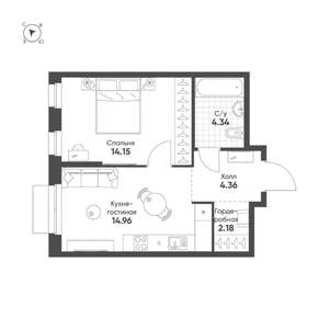 1-к квартира, вторичка, 40м2, 3/25 этаж