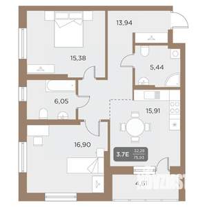 3-к квартира, вторичка, 76м2, 17/24 этаж