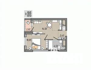 1-к квартира, строящийся дом, 33м2, 27/31 этаж