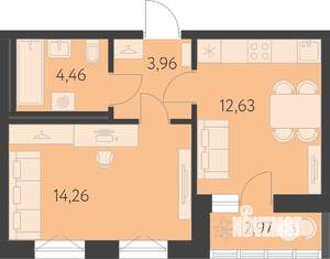 1-к квартира, вторичка, 36м2, 6/25 этаж