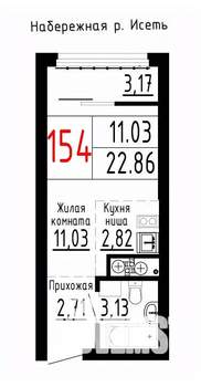 Студия квартира, строящийся дом, 23м2, 2/25 этаж