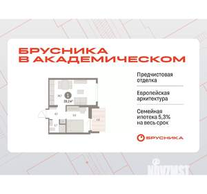 1-к квартира, вторичка, 39м2, 8/9 этаж