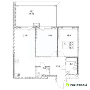 2-к квартира, вторичка, 75м2, 4/31 этаж