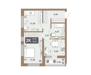 2-к квартира, вторичка, 51м2, 14/22 этаж