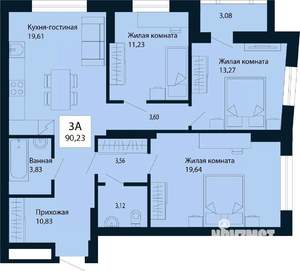 3-к квартира, строящийся дом, 90м2, 4/30 этаж