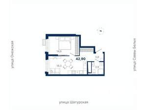 1-к квартира, вторичка, 43м2, 16/20 этаж