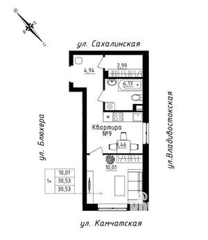 Студия квартира, строящийся дом, 31м2, 1/25 этаж