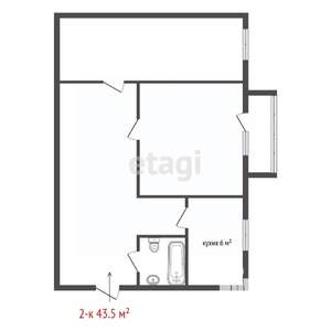 2-к квартира, вторичка, 44м2, 2/5 этаж