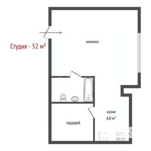 Студия квартира, вторичка, 52м2, 9/16 этаж