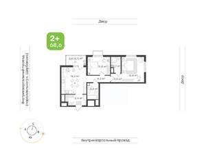 2-к квартира, вторичка, 69м2, 5/24 этаж
