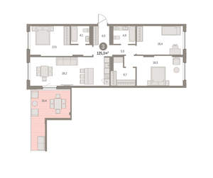 3-к квартира, вторичка, 125м2, 9/16 этаж