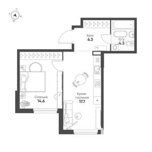 1-к квартира, вторичка, 43м2, 5/25 этаж