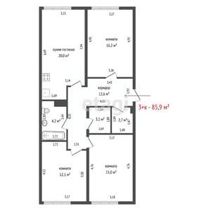 3-к квартира, вторичка, 86м2, 3/8 этаж