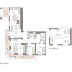 3-к квартира, вторичка, 149м2, 9/9 этаж
