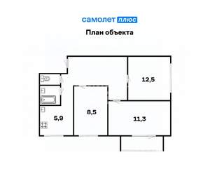 3-к квартира, вторичка, 50м2, 3/5 этаж