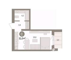 Студия квартира, вторичка, 31м2, 3/8 этаж