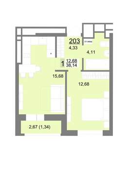 1-к квартира, вторичка, 38м2, 20/22 этаж