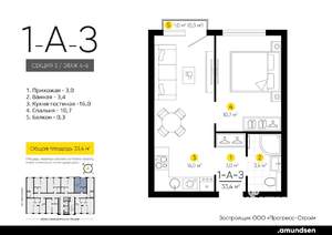 1-к квартира, вторичка, 33м2, 5/14 этаж