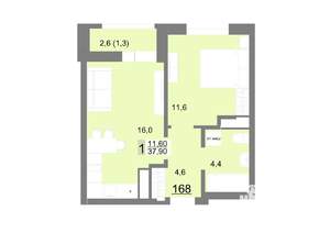1-к квартира, вторичка, 38м2, 20/26 этаж