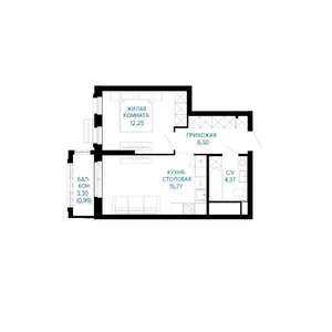 1-к квартира, строящийся дом, 40м2, 19/30 этаж