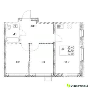 2-к квартира, вторичка, 53м2, 19/31 этаж