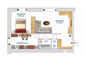 2-к квартира, вторичка, 45м2, 1/9 этаж