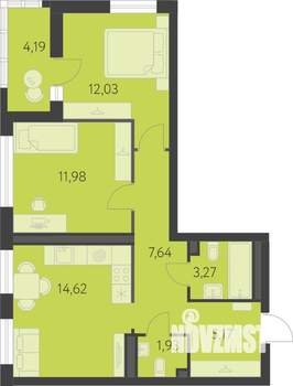 2-к квартира, вторичка, 59м2, 6/16 этаж