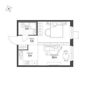 Студия квартира, строящийся дом, 35м2, 11/16 этаж