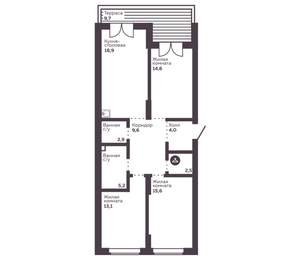 3-к квартира, вторичка, 86м2, 2/30 этаж