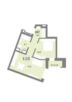 1-к квартира, вторичка, 39м2, 17/18 этаж