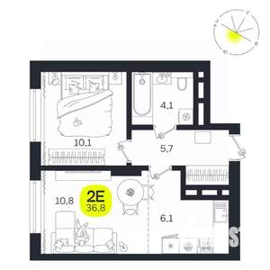 2-к квартира, вторичка, 37м2, 18/27 этаж